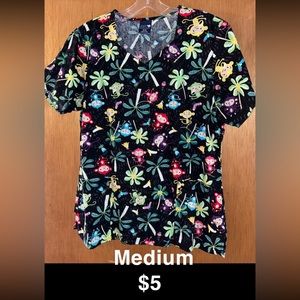 Printed scrub top